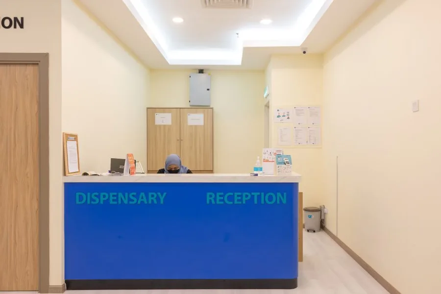 Universal Clinic reception and dispensary